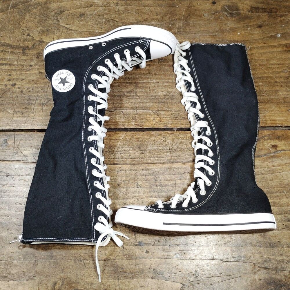 Converse All-Star Knee High Tall Chuck Taylor Shoes XXHi Black Womens 10 M8 EC